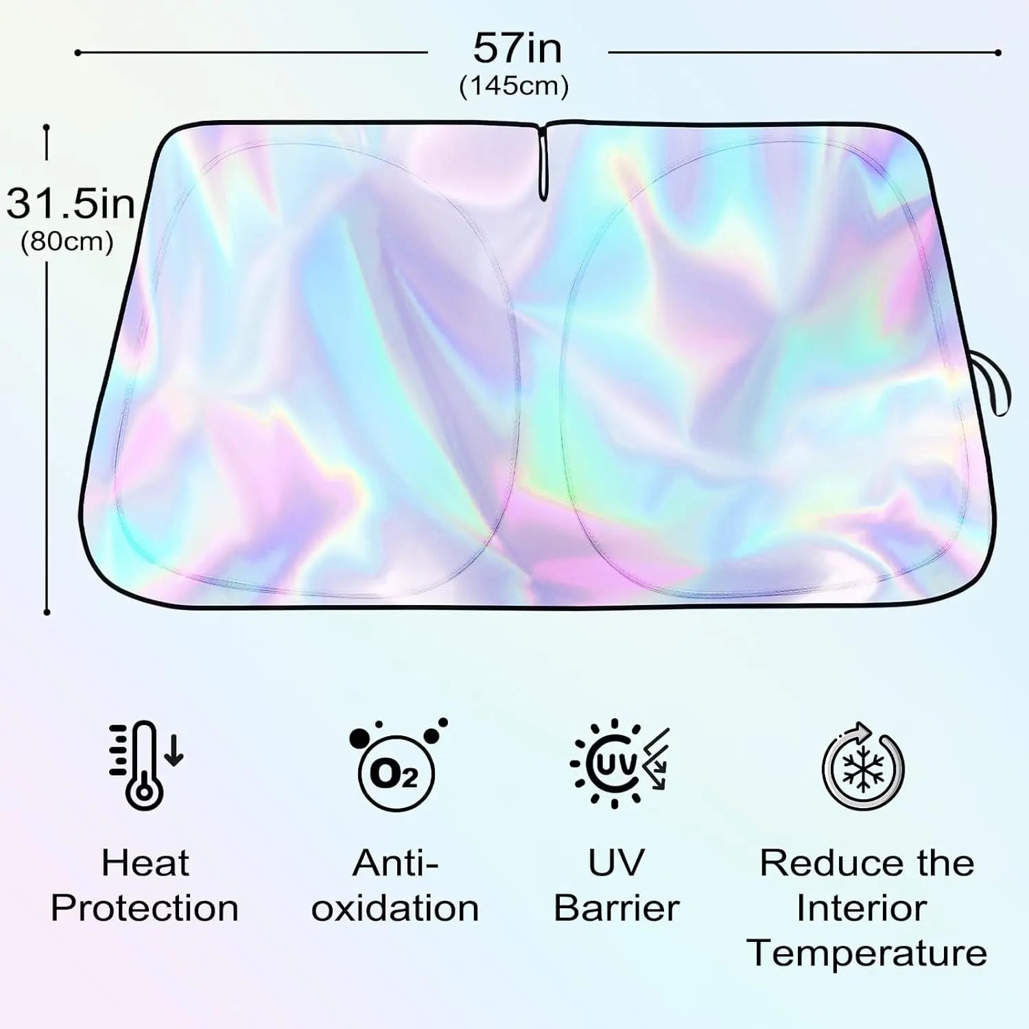 #Summervibes Laser Car Windshield Sunshade Iridescent Sun Shade, Foldable Universal Upgrade Enhanced UV Rays Reflective Sun Visor Shade Keeps Vehicle Cool #Summervibes