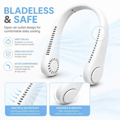 Hands-Free Neck Fan – Portable Wearable Cooling, Lightweight U-Shaped Design for Summer Travel, Outdoor Activities, Office, Commuting & Everyday Comfort