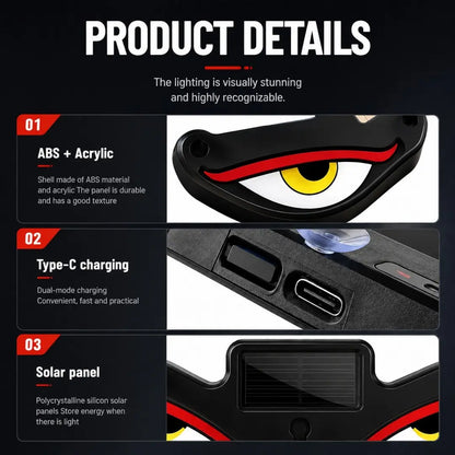 3PCS Devil Eyes LED Car Sign, Dynamic Windshield Light USB Powered, Stand Out at Night Easy Install, for Car Shows Night Driving Car Lovers