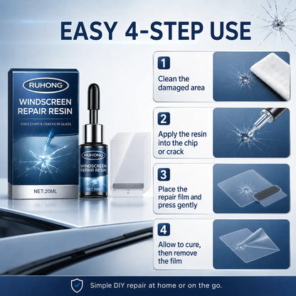 Car Windshield Crack Repair Kit Nano Glass Repair Fluid for Chips Cracks Star-Shaped Bulls-Eye Quick Fix Auto Glass Window Mirror Repair Resin Clear View