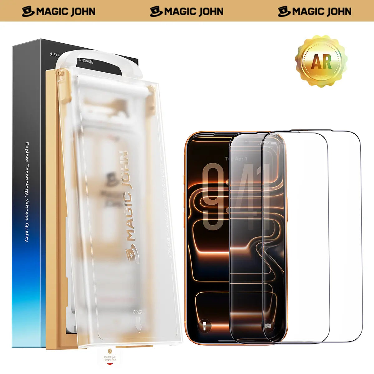 MAGIC JOHN AR Anti-Glare HD Screen Protector for Phone, Outdoor Sunlight Clear Viewing | Ultra-Thin Black Border Full Coverage | 3D Curved Edge Smooth Touch | Earpiece Dust Protection | Scratch & Impact Resistant | AR Clarity / 28° Privacy Options