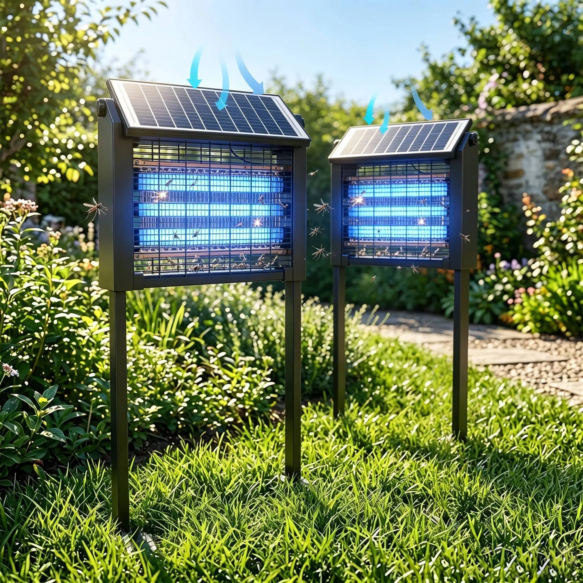 【Summerfinds】2Pack Outdoor 20W High-Power Rechargeable Electronic Mosquito Zapper Light, Waterproof Insect Killer with 3 Tubes, Dual Charging, 6000Mah Battery, for Summer Outdoor Fun,Summerwins