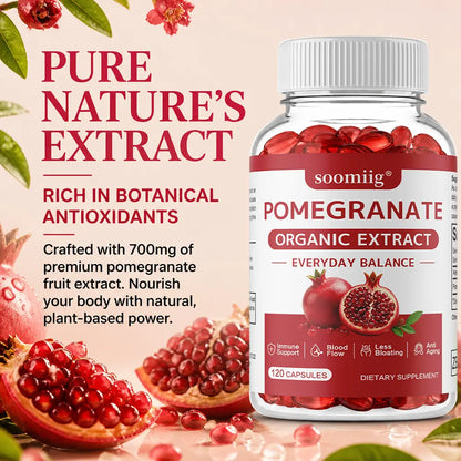 Soomiig Pomegranate Fruit Health Supplement, Supports Daily Physical Balance and Immune Health, 120 Capsules