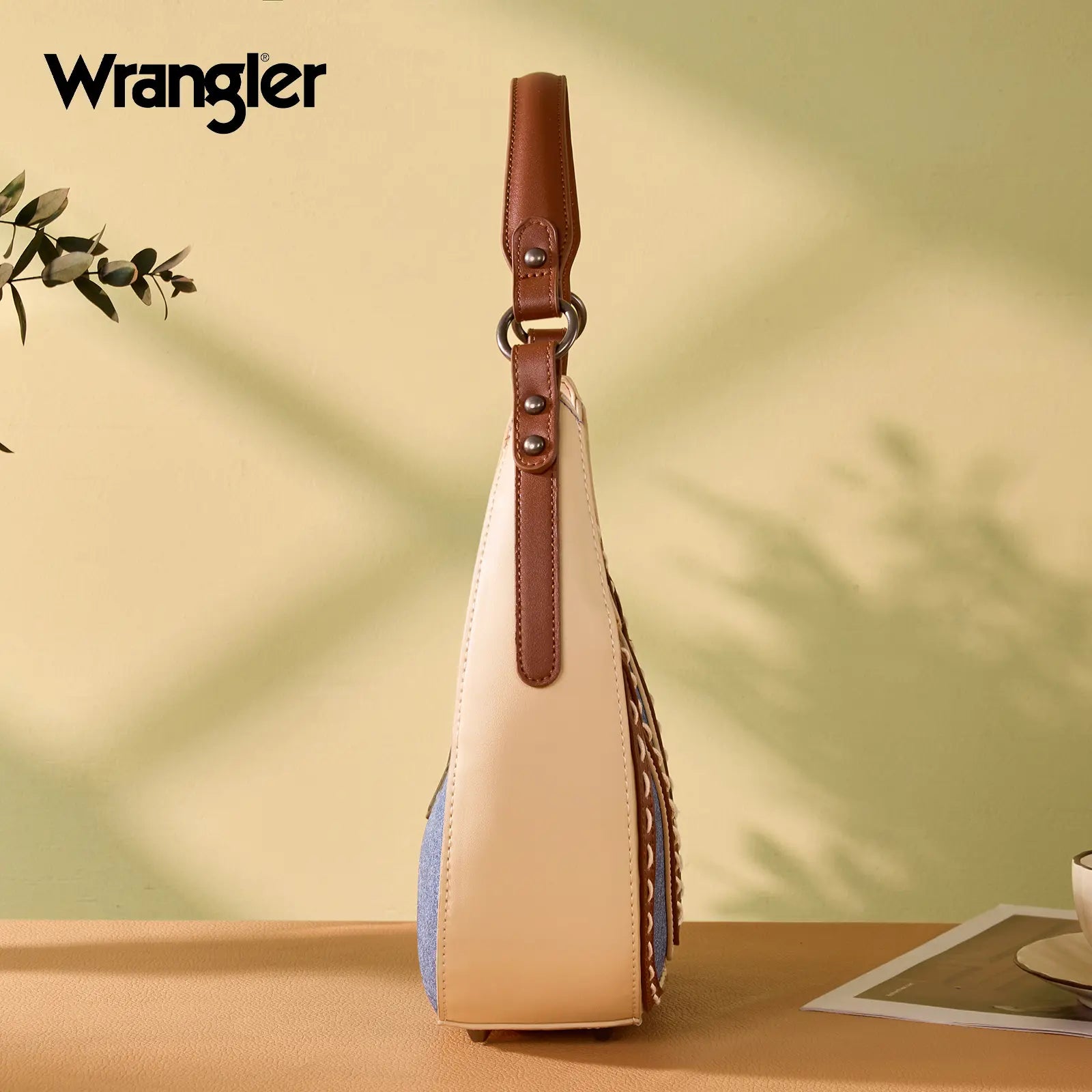 Wrangler Western Contrast Stitch Chevron Hobo Shoulder Bag