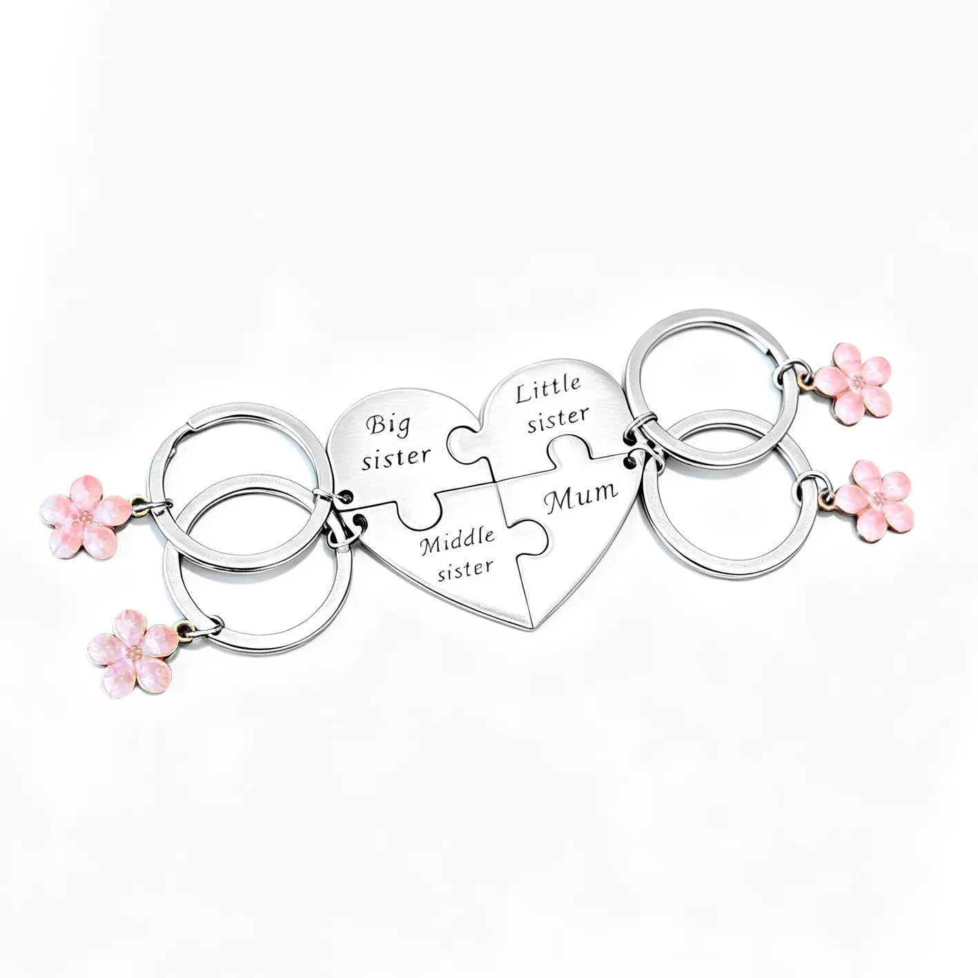 Mother Daughter Keychain for 4 – Mom & Three Sisters (Big, Middle, Little) – Thoughtful Gift for Mother’S Day, Birthday, or Any Occasion
