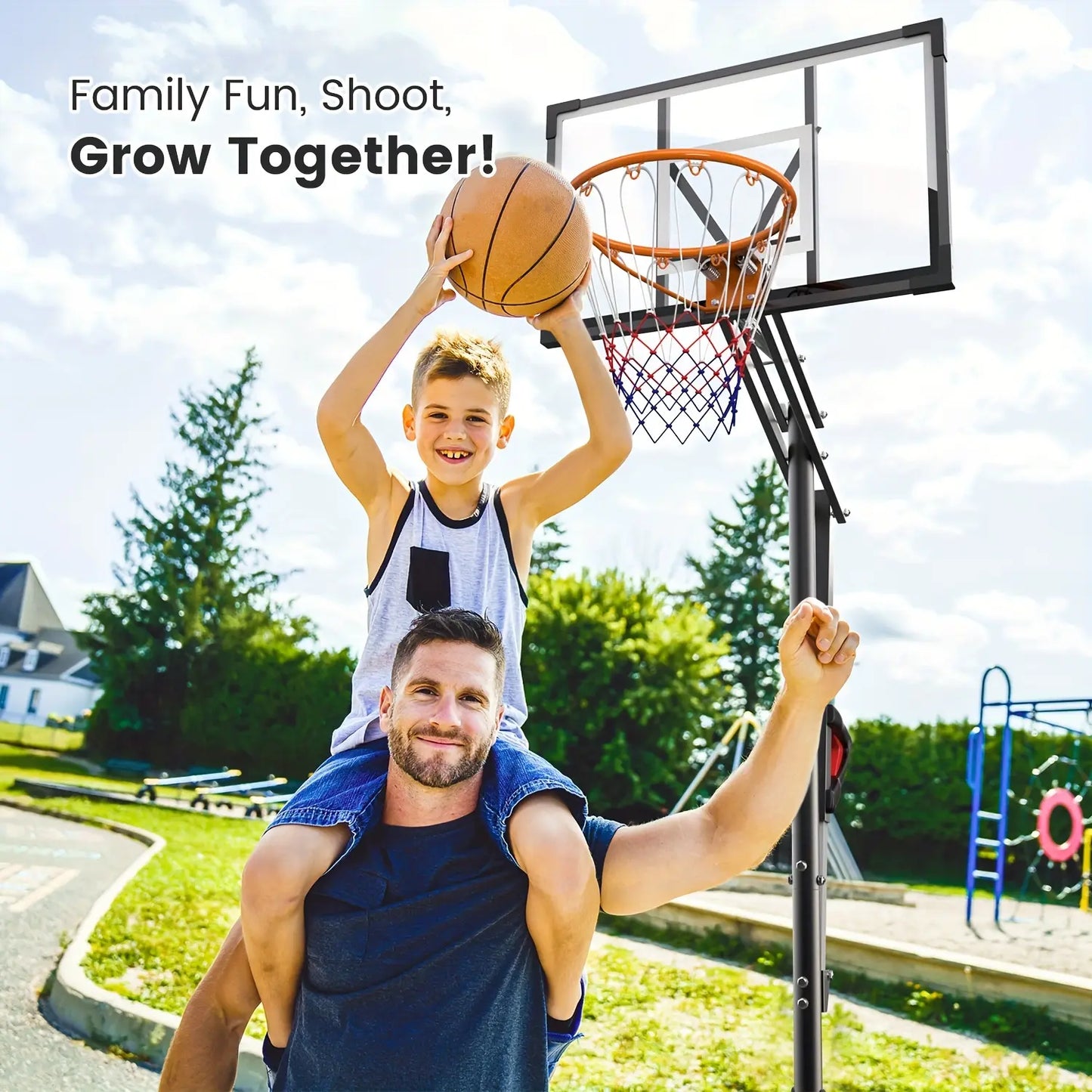 DAYAGO Portable Basketball Hoop System, 8.5 FT Height Adjustable Goal for All Ages with 33" Backboard and Wheels for Driveway & Indoor/Outdoor Play