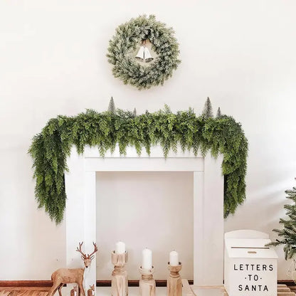 2-Pack 6 FT Artificial Cedar Garlands, Real Touch Winter Cedar Garland, Green Artificial Greenery Pine Garland for Table, Mantle, Wall, Indoor & Outdoor Christmas Decorations (2 Pcs, 6 FT).