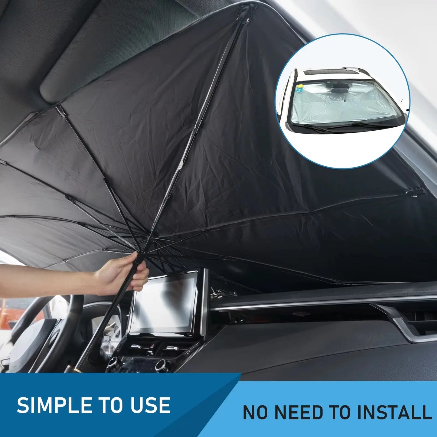 Foldable Windshield Car Sunshade - Portable UV Protection Umbrella, Heat-Blocking Cooling Accessory for Cars, SUV Vehicle Sunshades, Suv Vehicle Sunshade
