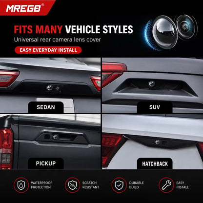 MREGB Car Camera Lens Cover. Universal 360 Panoramic View Rearview Mirror Style Backup Camera Protector. Weatherproof Anti-Scratch Reverse Parking Camera Guard Shield. Essential Auto Exterior Accessory for All Vehicles.
