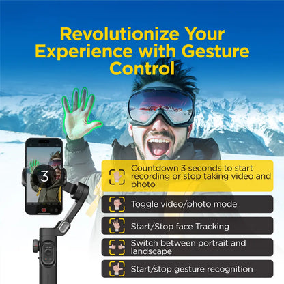 AOCHUAN 3-Axis Gimbal Stabilizer for Smartphone, Gimbal W/Rgb Magnetic Fill Light Upgraded Face Tracking Focus Wheel Foldable Iphone Gimbal for Iphone/Android Phone Gimbal Vlog Recording Smart XE-3