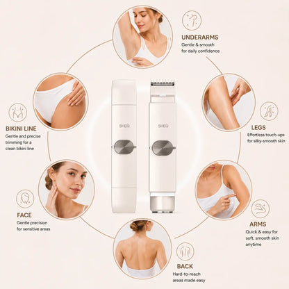 Portable Electric Bikini Trimmer for Women, Rechargeable 2-In-1 Electric Shaver with Dual Heads, IPX7 Waterproof Body Grooming Tool for Pubic Hair, Underarms, Face & Legs, Travel Essential with Storage Pouch