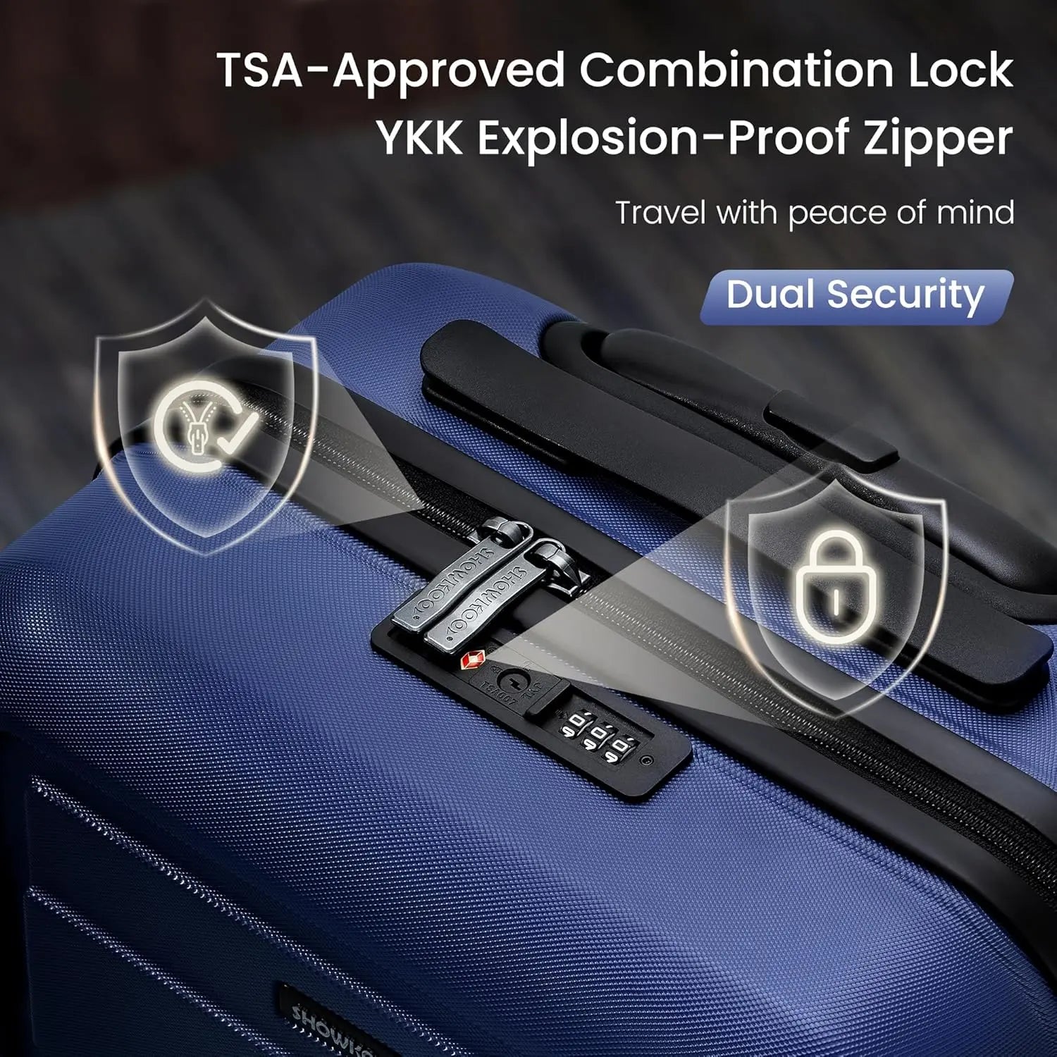 SHOWKOO 3-Piece Luggage Sets (20/24/28In), Deep Blue Full PC Durable Expandable Hardshell, 4-Wheel High-Capacity Tsa-Proof Anti-Theft Carry on & Checked Luggage, Gift for Travel/Business, Tsa-Proof Luggage Sets
