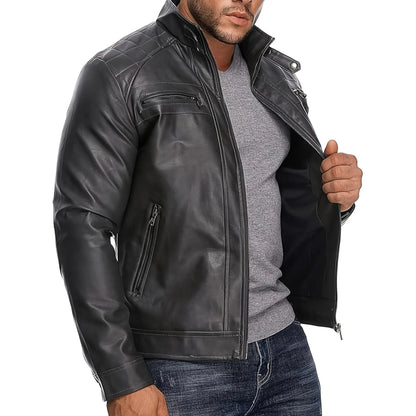 Men'S Retro Motorcycle Jacket with Zipper Pockets Non-Stretchy Fabric H-Shaped Cut for Motorcycle Riding Halloween Parties Casual Wear Spring Autumn Outerwear Durable Retro-Style Jacket