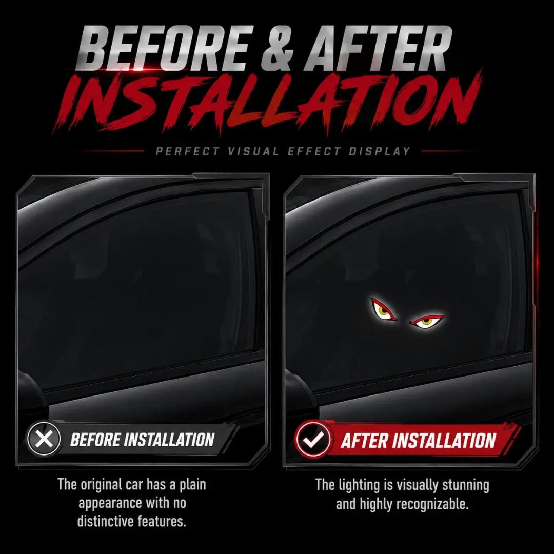 3PCS Devil Eyes LED Car Sign, Dynamic Windshield Light USB Powered, Stand Out at Night Easy Install, for Car Shows Night Driving Car Lovers