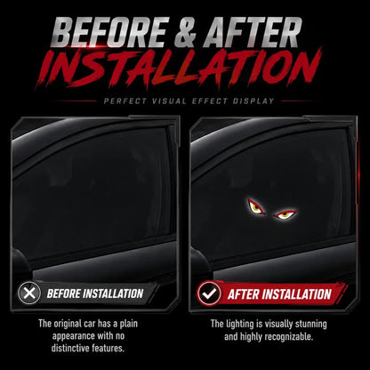 3PCS Devil Eyes LED Car Sign, Dynamic Windshield Light USB Powered, Stand Out at Night Easy Install, for Car Shows Night Driving Car Lovers