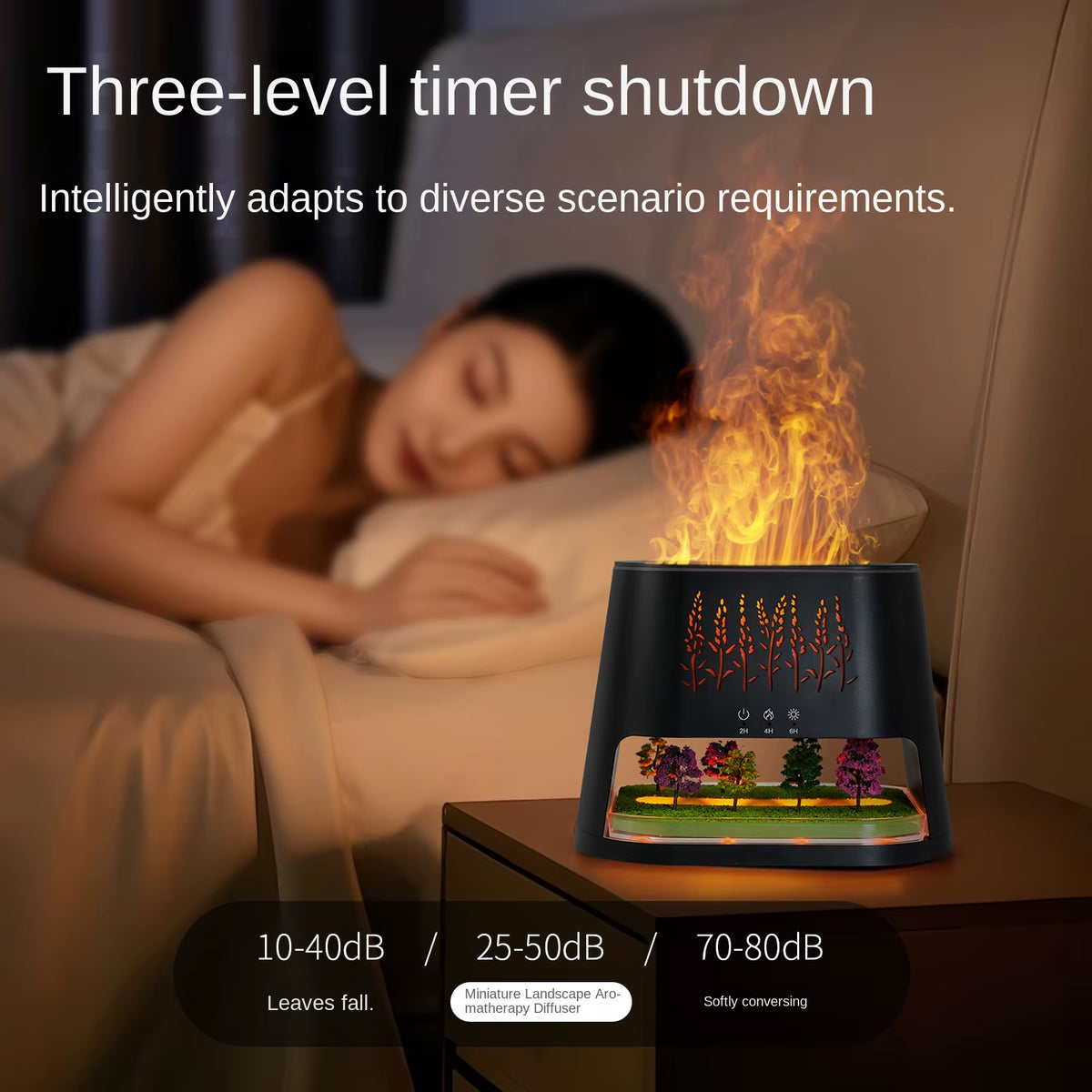 2026 New 260Ml Simulated Flame Landscape Ultrasonic Humidifier USB Aroma Diffuser Color Changing Lights Dry Skin Hotel Electric