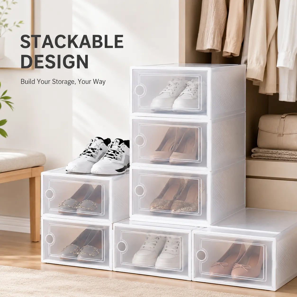 Premium Shoe Organizer with Magnetic Door - Perfect Display & Protection for Your Footwear
