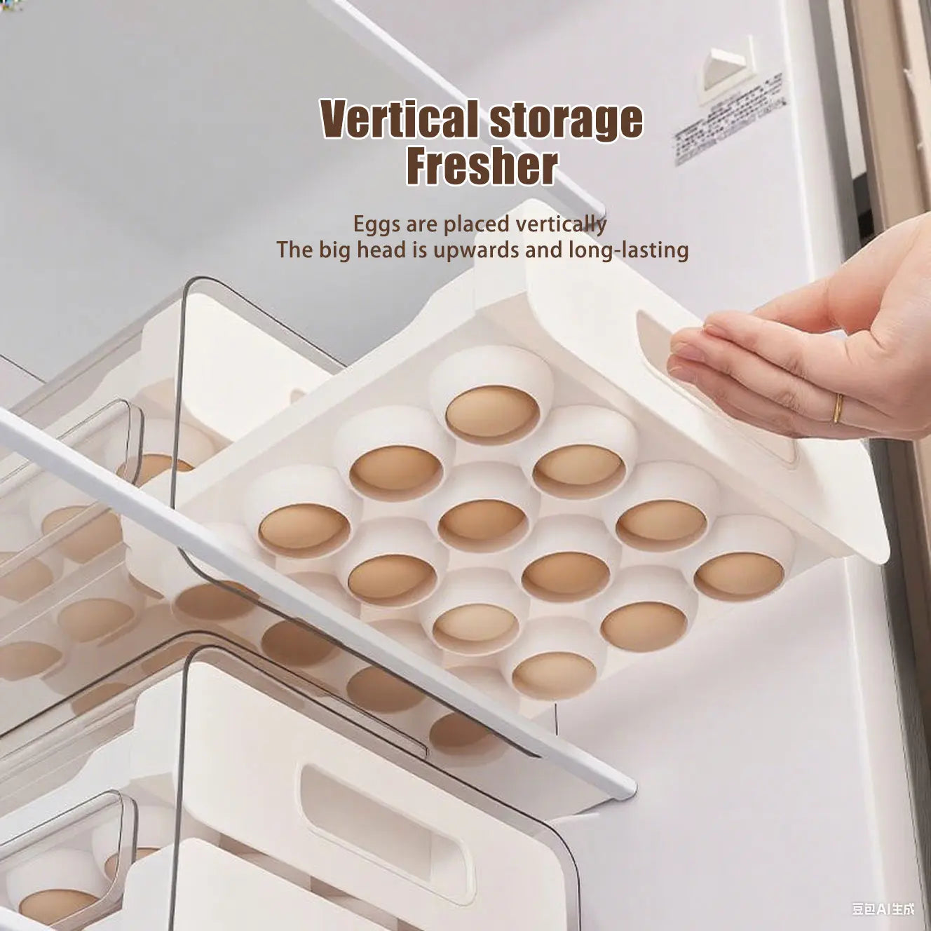 Egg Holder for Fridge, Automatic Rolling Egg Container for Refrigerator, Stackable Fridge Organizers and Storage with Lid, Clear Plastic Egg Dispenser & Tray