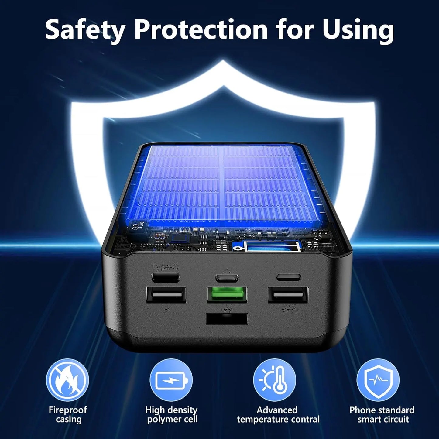 Power Bank 60000Mah 22.5W Fast Charging Portable Charger with Flashlight, 4 Outputs & 3 Inputs LED Display Huge Capacity External Battery Pack for Most Electronic Devices on the Market