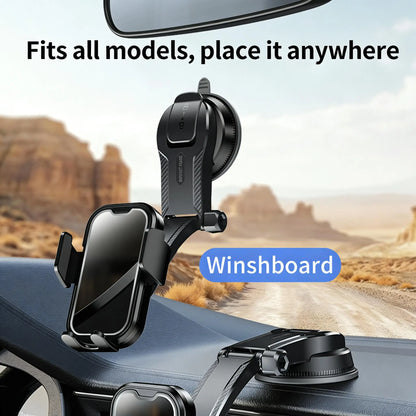 Black Tech Vacuum Car Phone Holder Cell Phone Mount for Dashboard Windshield Vent Wall Truck Cradle Stand for Iphone 17 Pro Max 16 15 14 13 Android with 999X Vacuum Suction