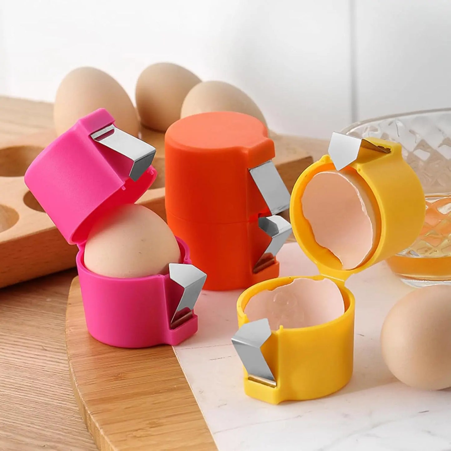Egg Topper Cutter Tool & Egg Cracker Tool - Pack of 3, Kitchen Gadgets for Eggs, Handheld Egg Slicer - Utensils, Cover - Np