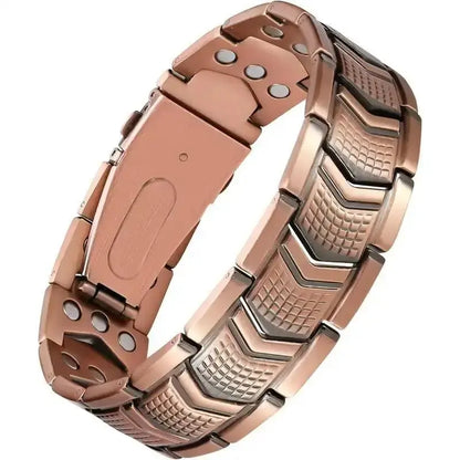 A Red Copper Magnetic Energy Bracelet with Magnets, Featuring Functions of Relieving Fatigue, Promoting Blood Circulation and Alleviating Joint Discomfort. It Is Suitable as a Gift for Father'S Day or for Giving as a Birthday Present to Elders.