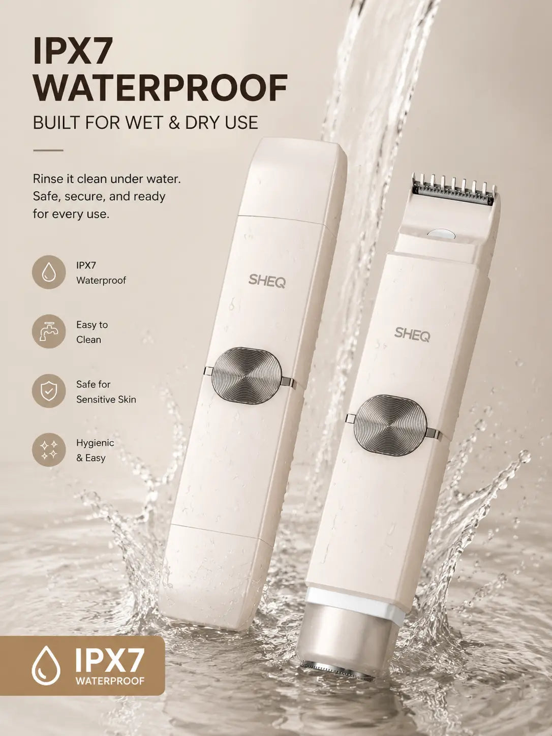 Portable Electric Bikini Trimmer for Women, Rechargeable 2-In-1 Electric Shaver with Dual Heads, IPX7 Waterproof Body Grooming Tool for Pubic Hair, Underarms, Face & Legs, Travel Essential with Storage Pouch