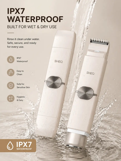Portable Electric Bikini Trimmer for Women, Rechargeable 2-In-1 Electric Shaver with Dual Heads, IPX7 Waterproof Body Grooming Tool for Pubic Hair, Underarms, Face & Legs, Travel Essential with Storage Pouch