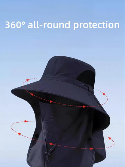 Men'S Summer UV Protection Wide Brim Fishing Hat, Outdoor Sunshade Cap for Hiking & Fishing, Breathable Quick-Dry Fashionable Lightweight Sun Hat, Sun Bucket Hat, Adjustable Sun Cap, Sunscreen Hat