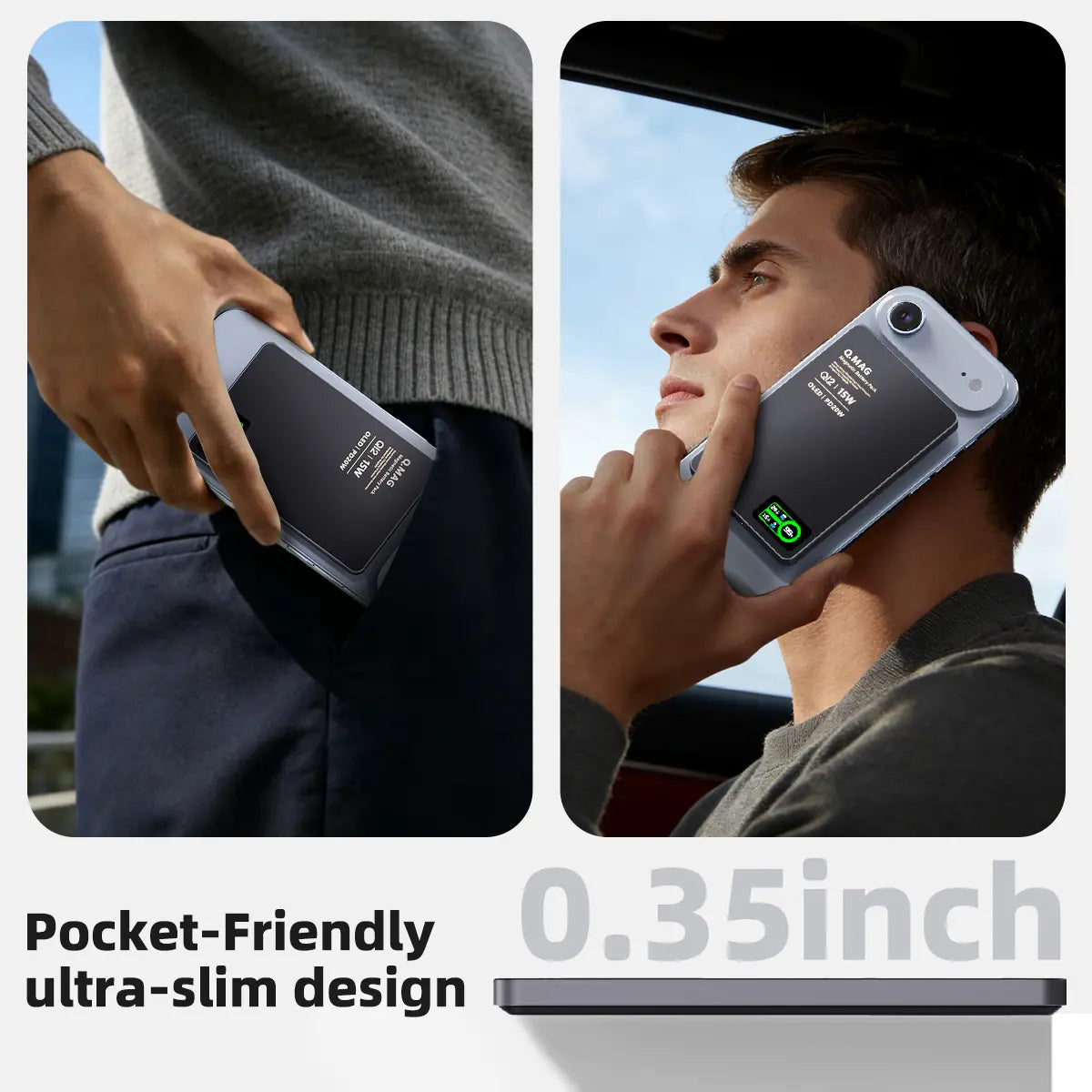Magnetic Magsafe Portable Wireless Charger Power Bank, 15W Fast Charging 5000/10000Mah 0.35In Ultra Slim Card-Style Compact Aluminum Charger with USB-C Cable, Compatible with Iphone, Android Mobile Devices, Wireless Earbuds, Electronics Accessories