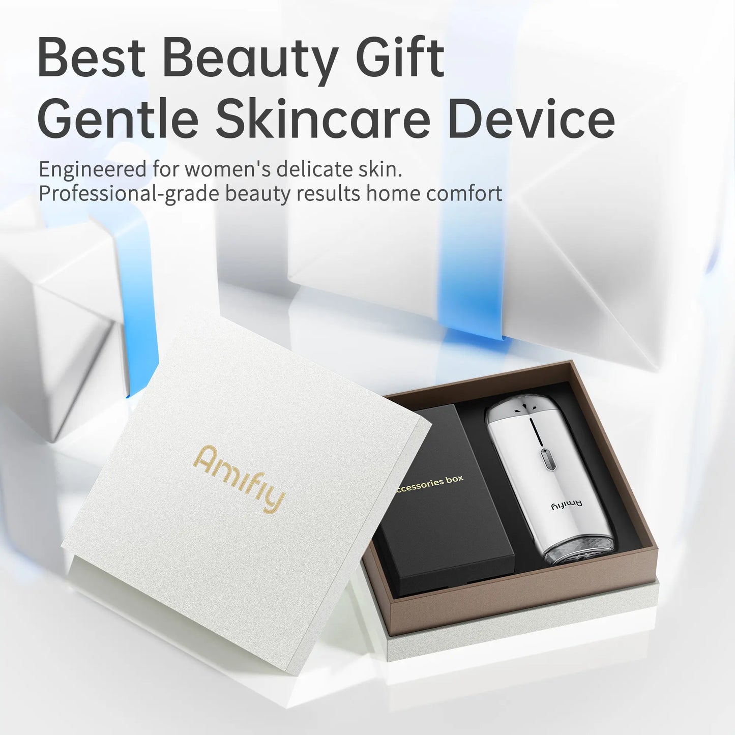 AMIFIY Painless IPL Laser Hair Removal Machine for Women Men with Ice Cooling 3 Intensity Levels 2 Treatment Modes Face Body Kit Razor Glasses Home Use