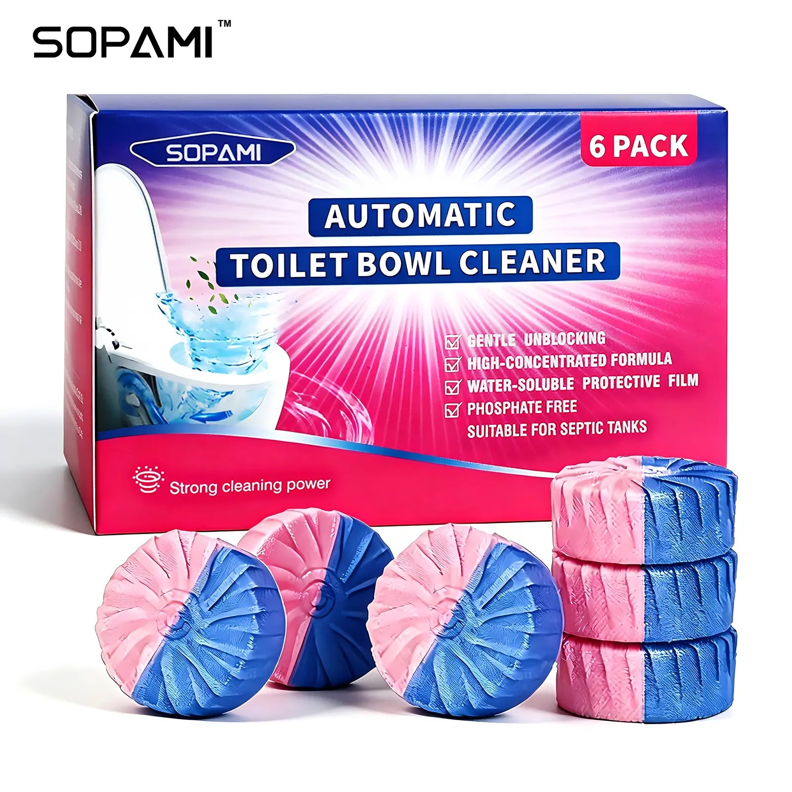SOPAMI Dual-Color Toilet Bowl Cleaner - 2-In-1 Clean & Deodorize