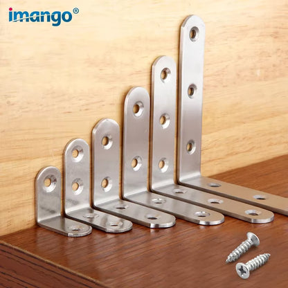 Stainless Steel 90 Degree Angle Bracket Corner Brackets Joint Bracket Fastener Furniture Door Cabinet Screens Wall with Screws