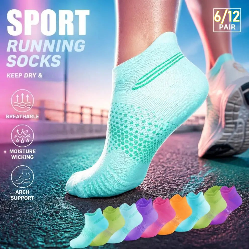 6/12 Pairs Women'S Low Cut Ankle Socks - One Size Breathable Cushioned Athletic Running Socks for Summer Sports, Hiking, Basketball