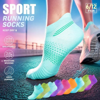 6/12 Pairs Women'S Low Cut Ankle Socks - One Size Breathable Cushioned Athletic Running Socks for Summer Sports, Hiking, Basketball
