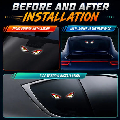 3PCS Devil Eyes LED Car Sign, Dynamic Windshield Light USB Powered, Stand Out at Night Easy Install, for Car Shows Night Driving Car Lovers