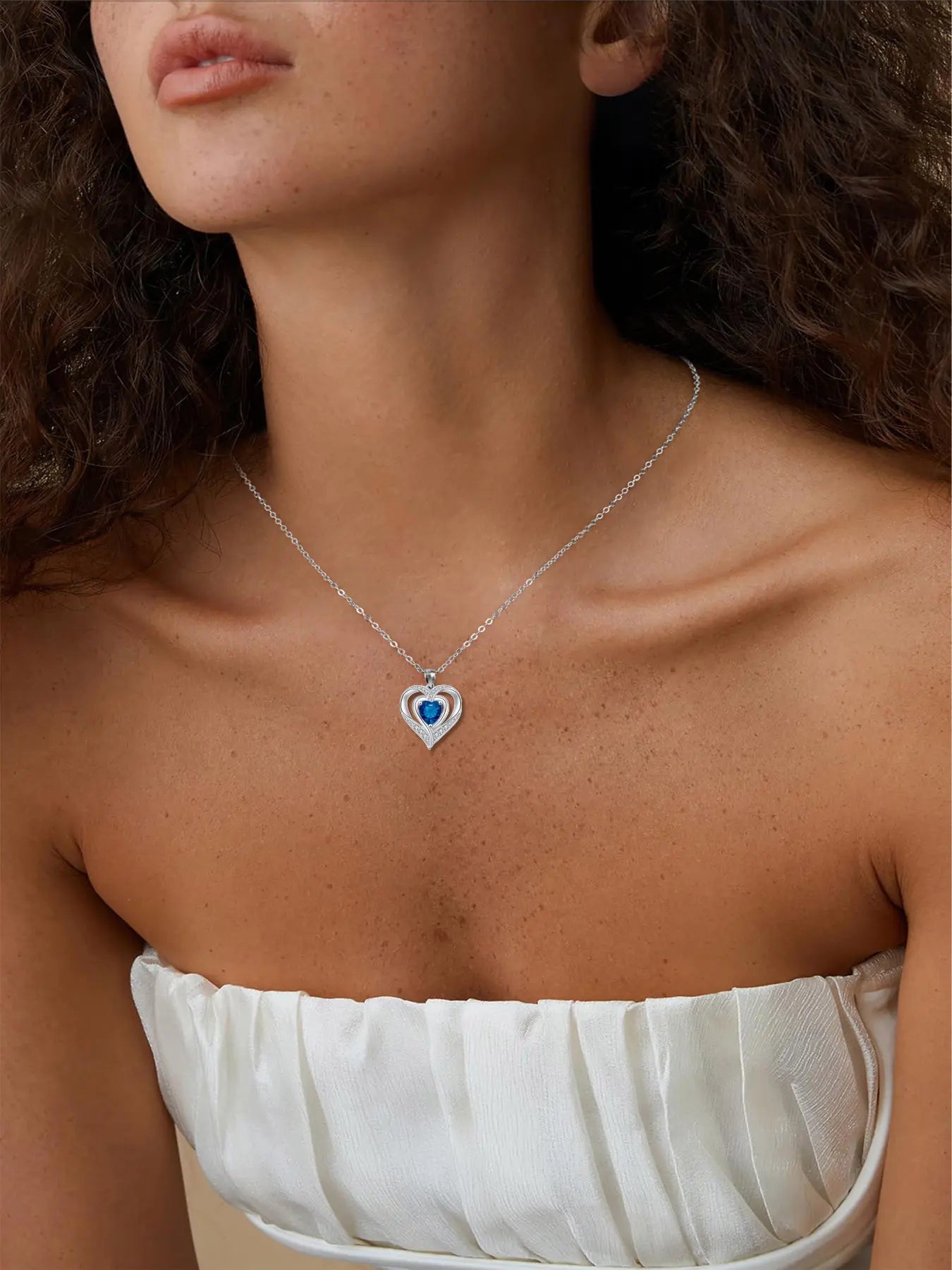 Nested Hearts Birthstone Pendant Necklace with Eternal Flower - Comes with Exquisite Rose Gift Box Romantic Gift Set Jewelry Gift for Valentine'S Day & Birthday,A Gift for My Wife, Mother, and Girlfriend