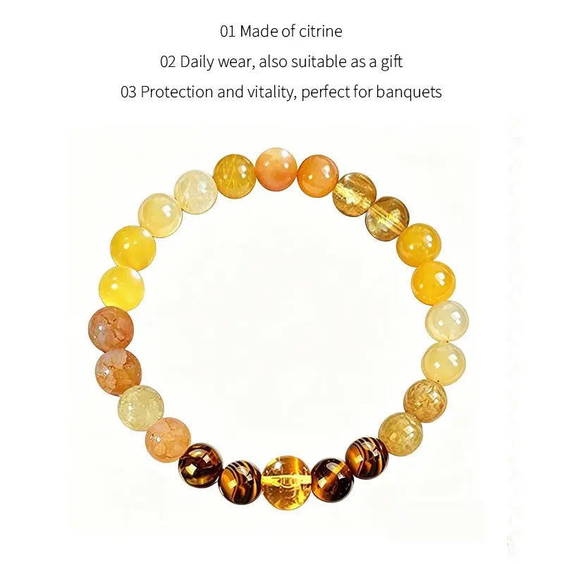 KROAFA Wealth Bracelet Featuring Yellow Agate, White Ghost Agate, and Tiger’S Eye—A Lucky Bracelet That Attracts Wealth, Prosperity, and Abundance; a Yellow Beaded Protective Bracelet for Wealth, Encouraging Gifting.