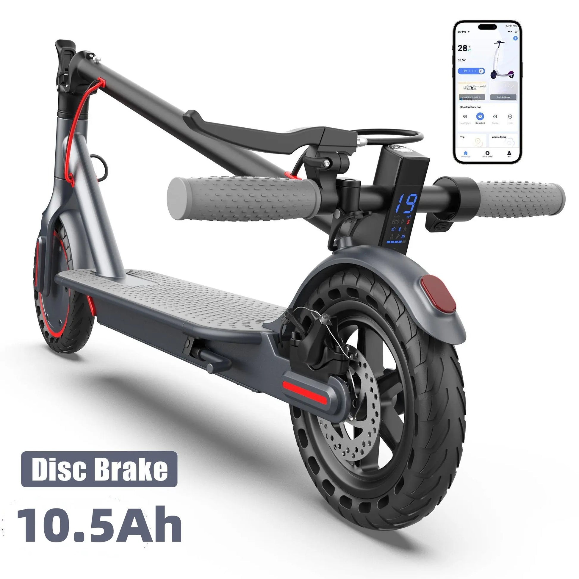 【Aopo】Electric Scooter - 350W Motor, 36V Battery, 19Mph Max Speed, 4-Speed, 12-15 Mi Range, App-Controlled, Dual ABS Brakes, Portable Foldable, Fitness for Everyone, Ideal Gift for Family & Friends