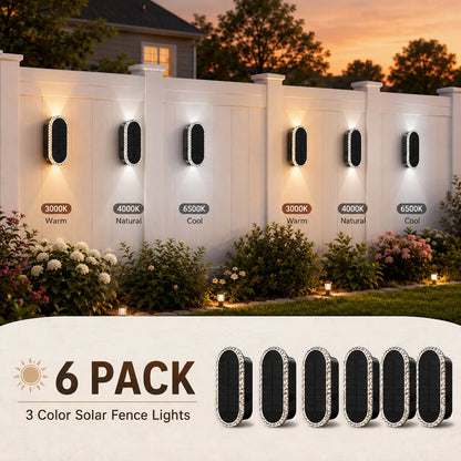 DERAYSION Solar Wall Lights Outdoor up down Dual-Lens, 2/4/6/10 Pack, Warm White + 7 Fixed RGB Colors & Cycle Mode, IP65 Waterproof Solar Fence Lights for Patio Garden Yard