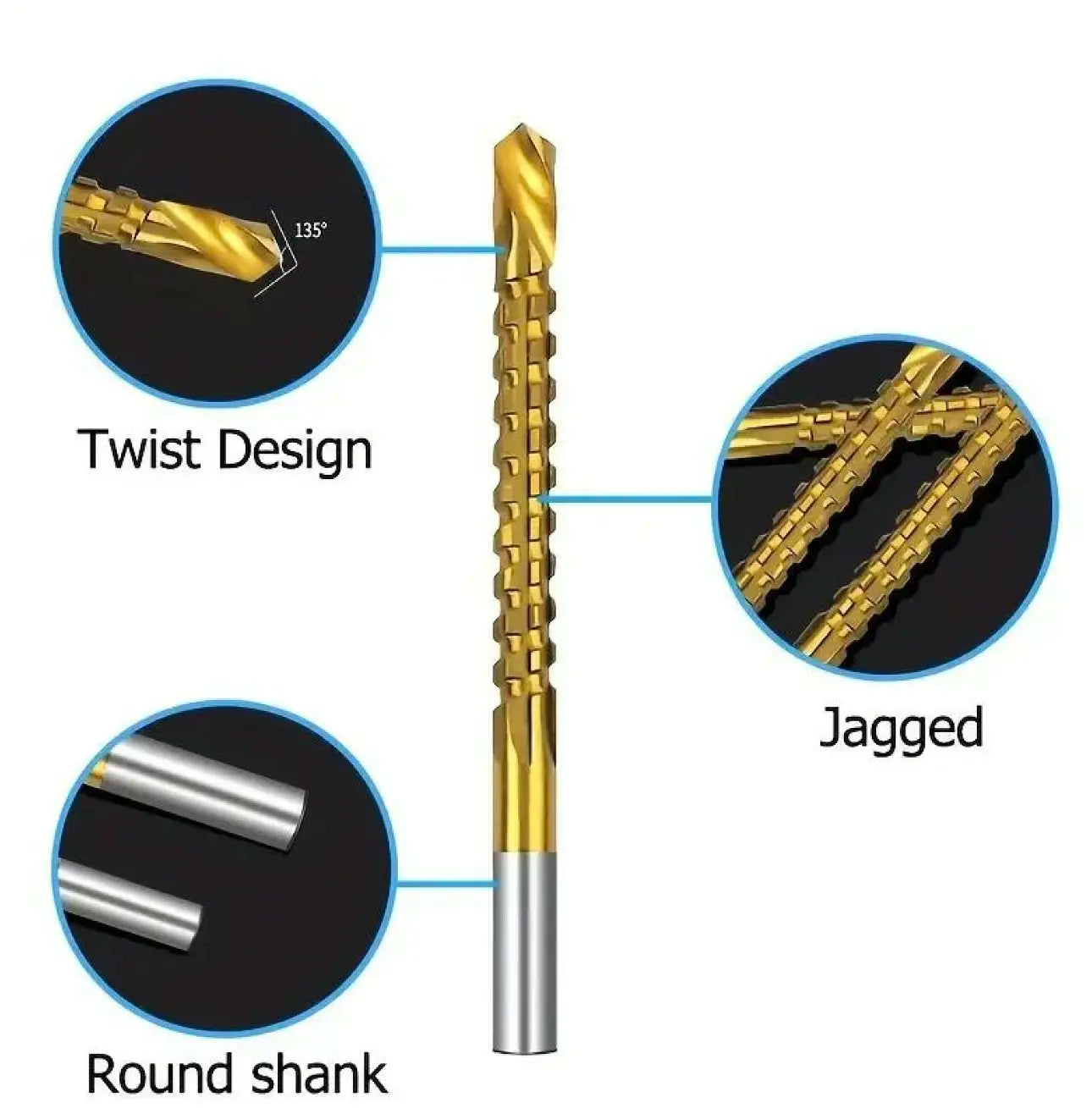6Counts Metalworking Ldeal for Drilling,Titanium-Plated High Speed Steel Drill Bits Set For,Screwing,Boring,Carving,Cutting & Polishing-12