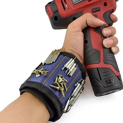 Magnetic Wristband for Holding Screws Nails Drilling Bits Wrist Tool Holder Belts with Strong Magnets Five Rows of Ten Magnets