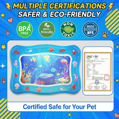 Catpick Cat Water Mat - Upgraded 0.7Mm Thick PVC Interactive Cooling & Heating Bed with Floating Fish, Anti-Scratch Leak-Proof Foldable Water Sensor Play Mat for Cats (17X25In) Dog Accessories Puppy Winter Warm Pet Washable Couch Indoor Cama Para Zon Pad