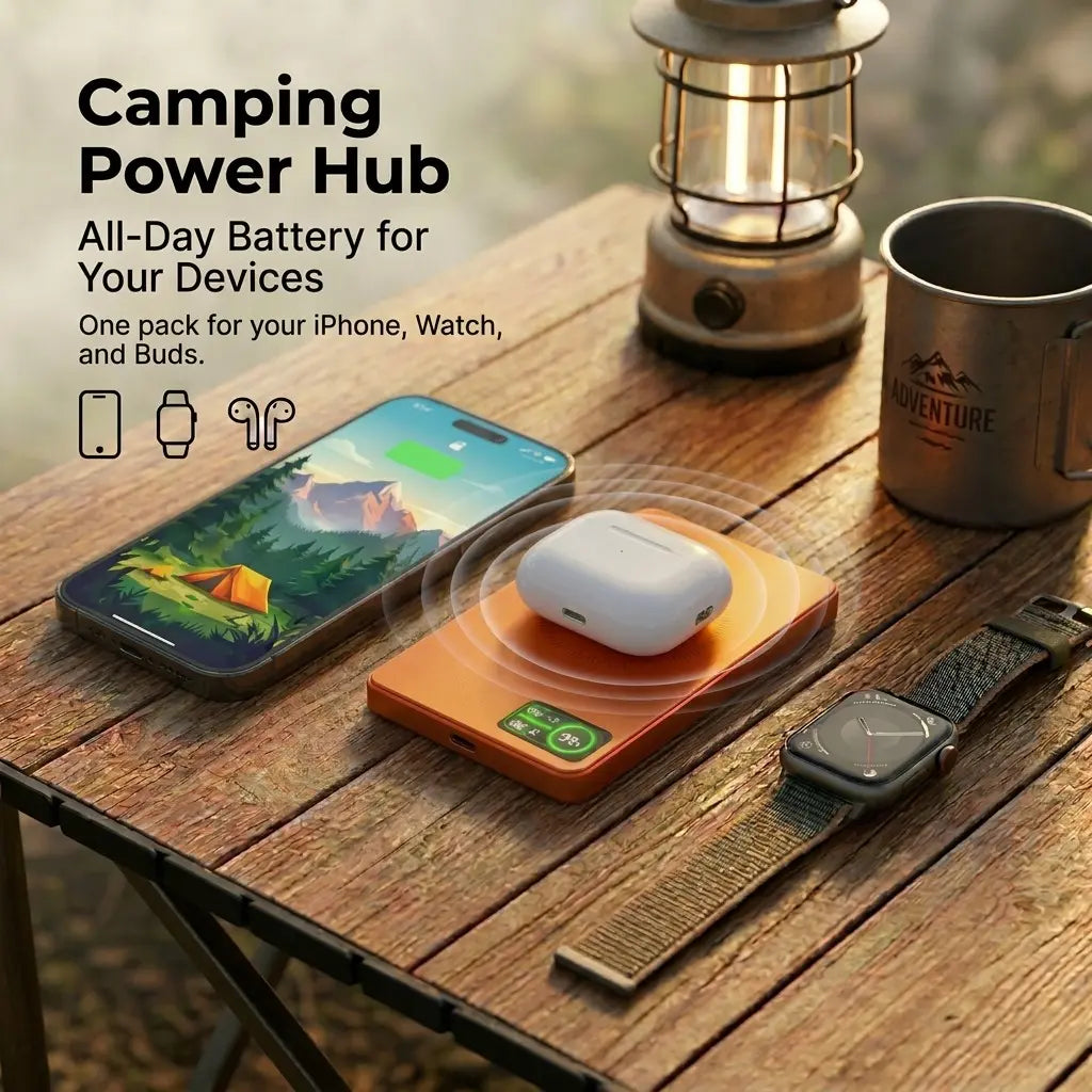Magnetic Magsafe Portable Wireless Charger Power Bank, 15W Fast Charging 5000/10000Mah 0.35In Ultra Slim Card-Style Compact Aluminum Charger with USB-C Cable, Compatible with Iphone, Android Mobile Devices, Wireless Earbuds, Electronics Accessories