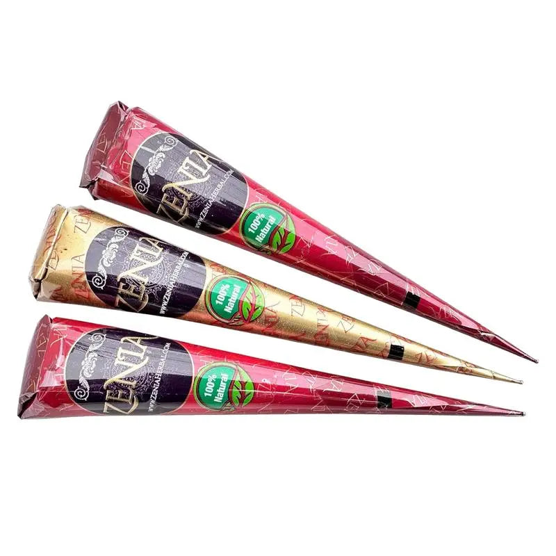 3 Pack - 25G Fresh Zenia Natural Henna Cones