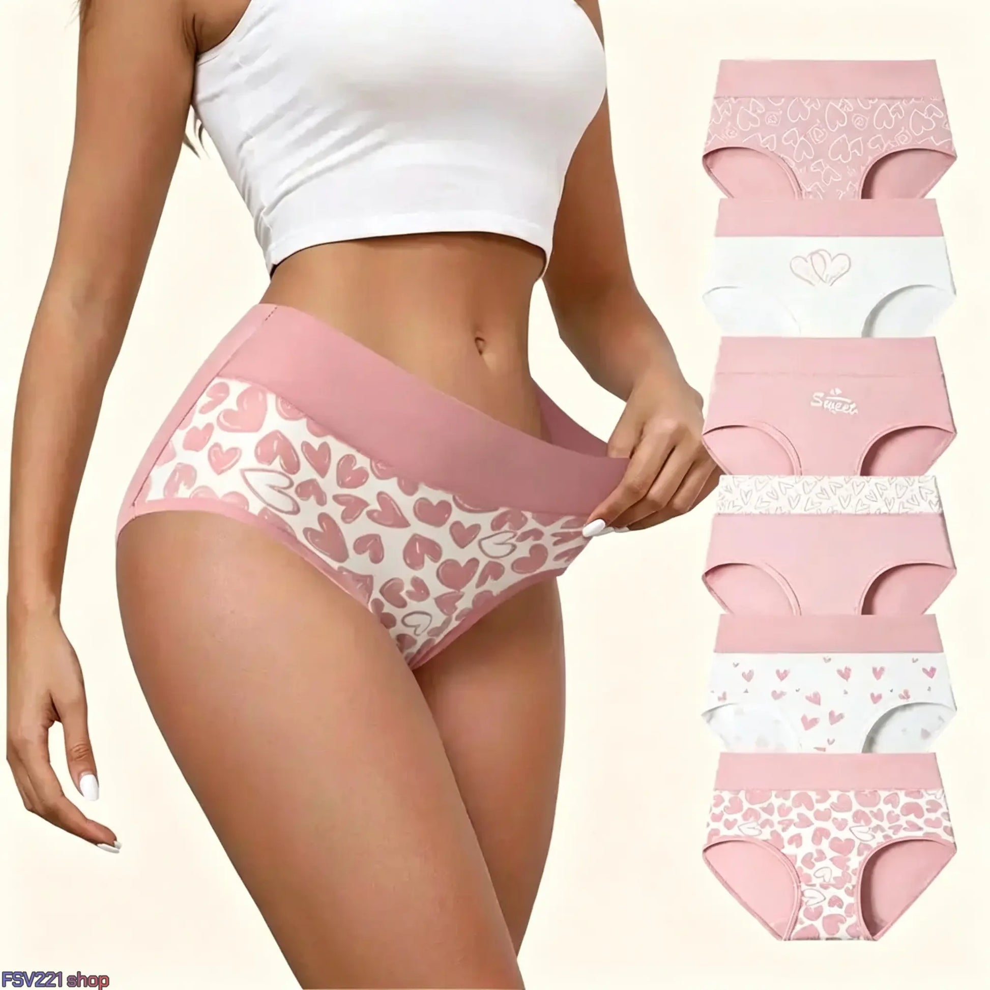 Women'S Cotton Panties 6-Pack, High Waist Printed Briefs with Tummy Control, Comfy Lingerie for Everyday & Postpartum Wear