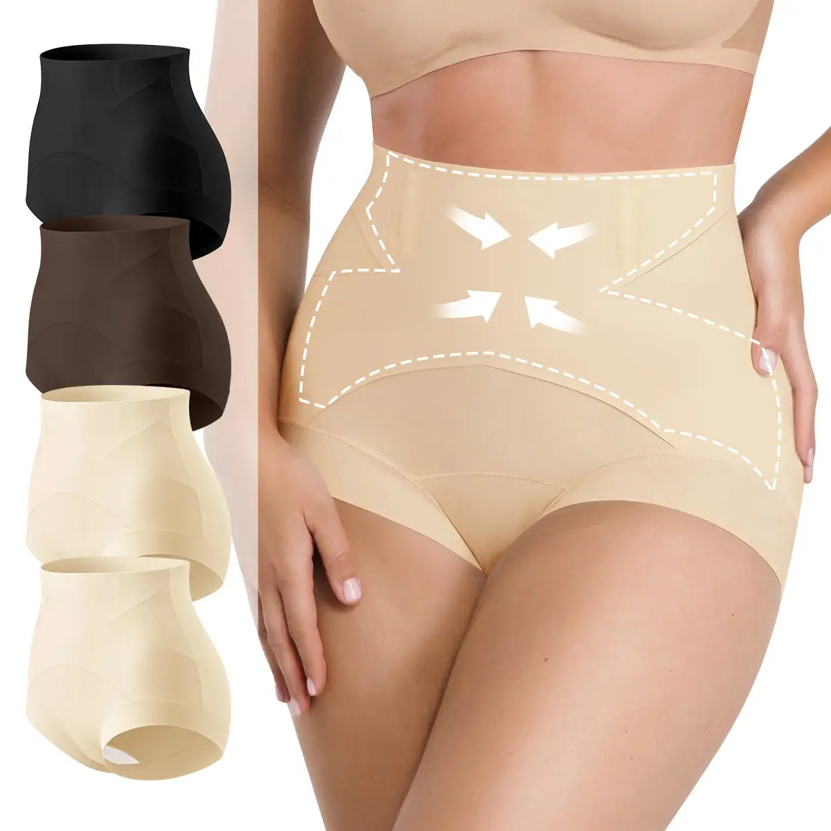 Morelect 1/3/4 Pcs Women'S High Waist Panties, Front Crisscross Design with Gentle Shaping Effect, Breathable Lightweight for Daily Comfort, Stay-Put Boned Waistband, Everyday Soft Briefs.