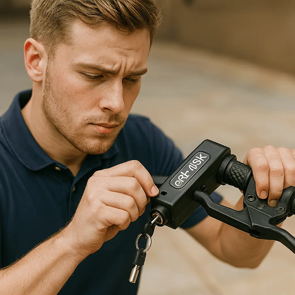 Motorcycle Anti-Theft Handlebar Lock Set - 2 Keys, ABS Throttle Lock, Keyless Combination System, Sturdy Durable Light Weight Long-Lasting, Easy Install/Remove for Atvs, Scooters, Dirt Bikes