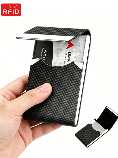 Carbon Fiber Pattern RFID Blocking Slim Metal Money Clip Wallet, Anti-Skimming Card Holder, Daily Use for Men and Women, anti Theft Wallet, Rfid Blocking Wallets