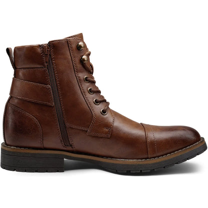 Men'S Boots Casual Dress Boots for Men Brown Boots Mens Motorcycle Combat Ankle Oxford Boots